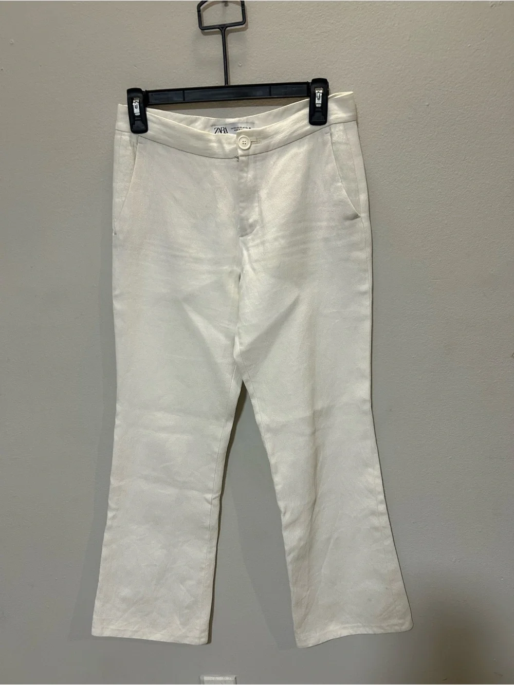 Zara White Linen Blend Flare Dress Pants - Size  XS 0328